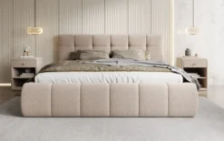 Designer Polsterbett Helena in Strukturstoff mit Stauraum