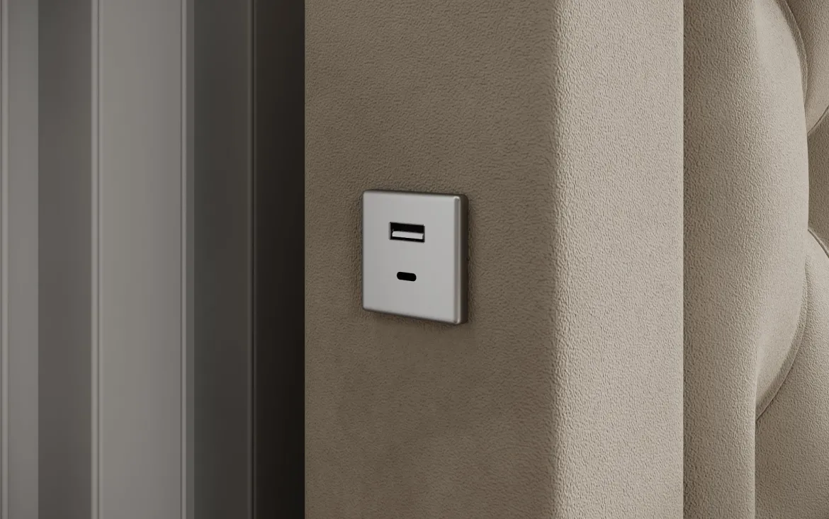 Designer Polsterbett Ida inkl. RGB, USB und Stauraum