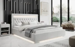 Designer Polsterbett Ida inkl. RGB, USB und Stauraum