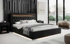 Designer Polsterbett Ida inkl. RGB, USB und Stauraum