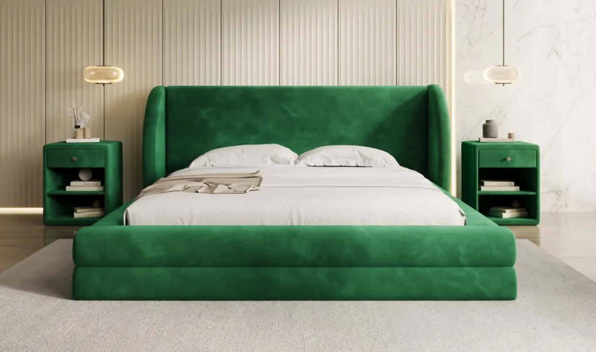 Designer Polsterbett Liv in Samt mit Stauraum