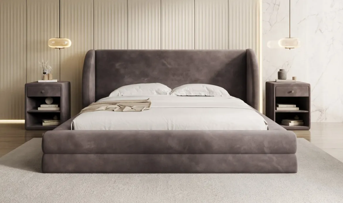 Designer Polsterbett Liv in Samt mit Stauraum