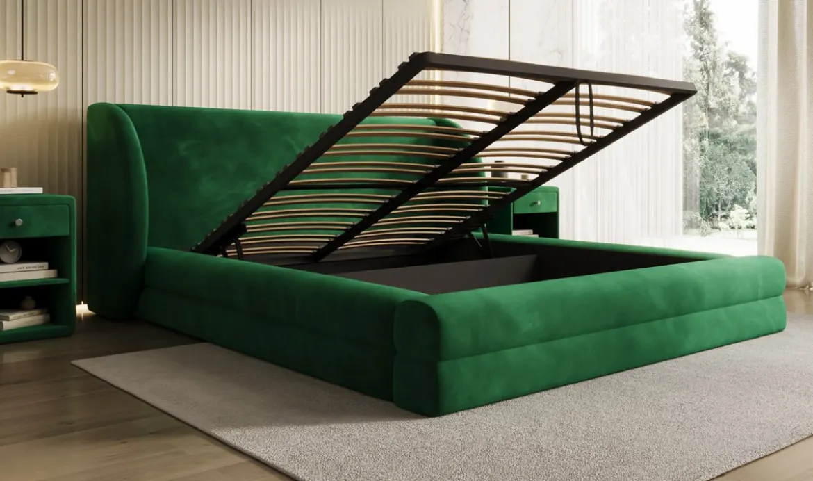 Designer Polsterbett Liv in Samt mit Stauraum