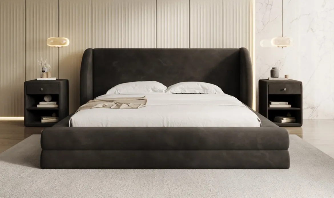Designer Polsterbett Liv in Samt mit Stauraum