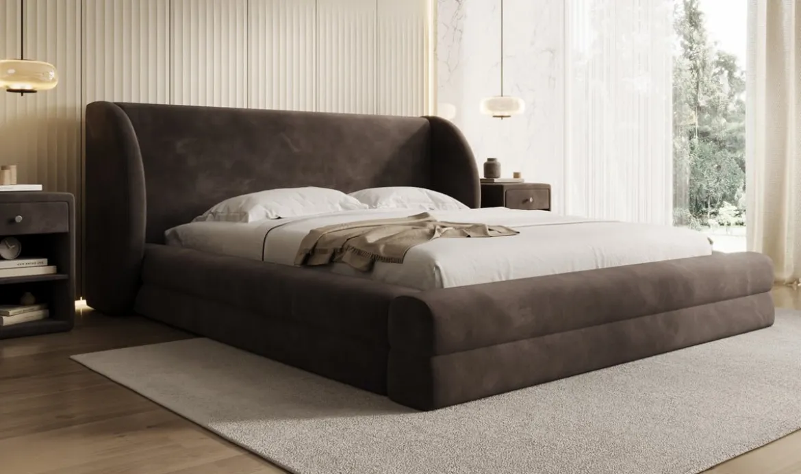 Designer Polsterbett Liv in Samt mit Stauraum