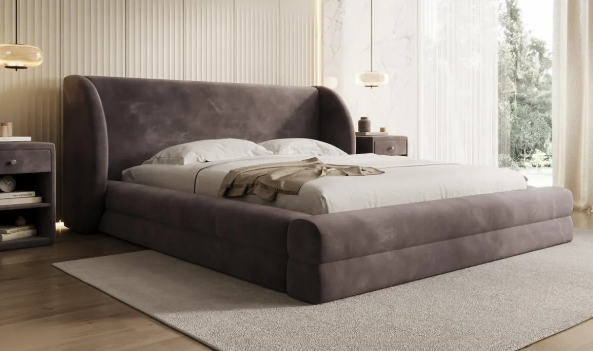 Designer Polsterbett Liv in Samt mit Stauraum