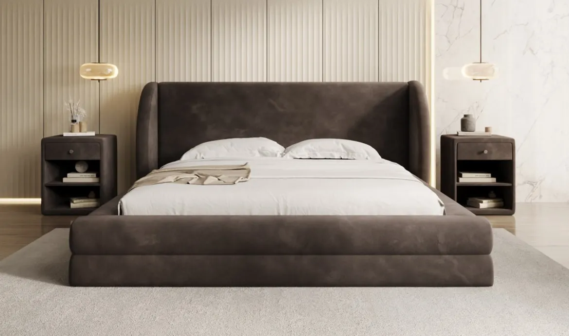Designer Polsterbett Liv in Samt mit Stauraum