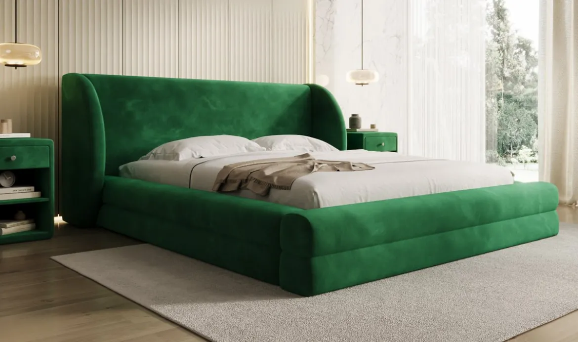 Designer Polsterbett Liv in Samt mit Stauraum
