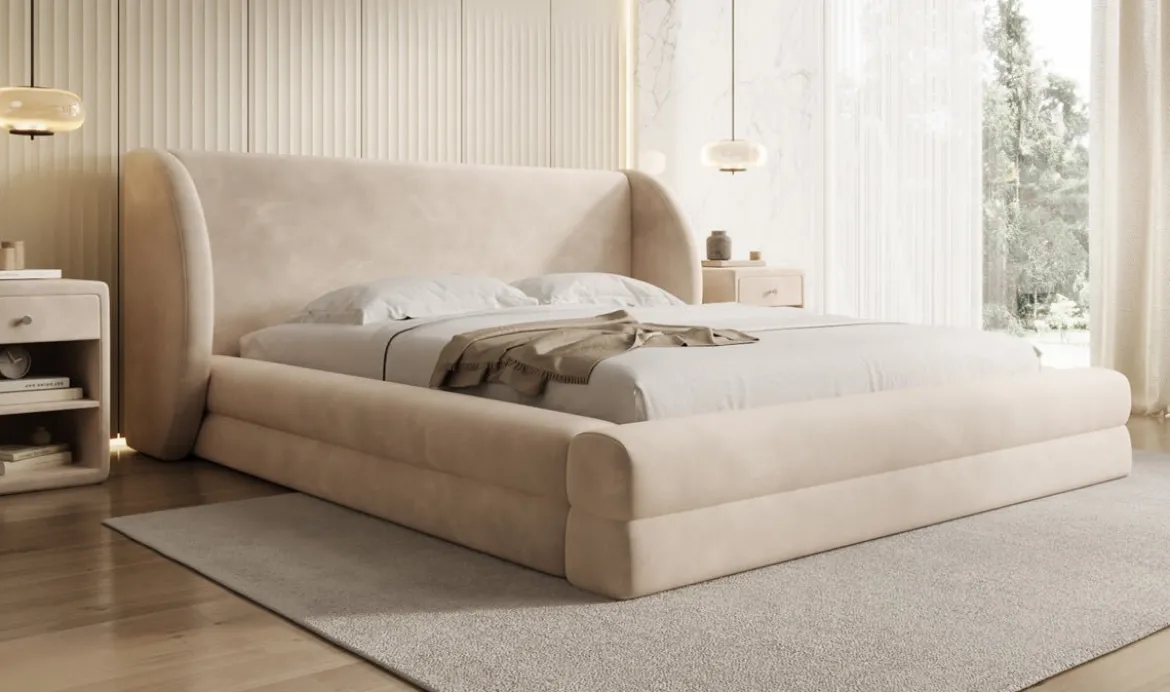 Designer Polsterbett Liv in Samt mit Stauraum