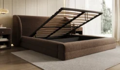 Designer Polsterbett Liv in Strukturstoff mit Stauraum