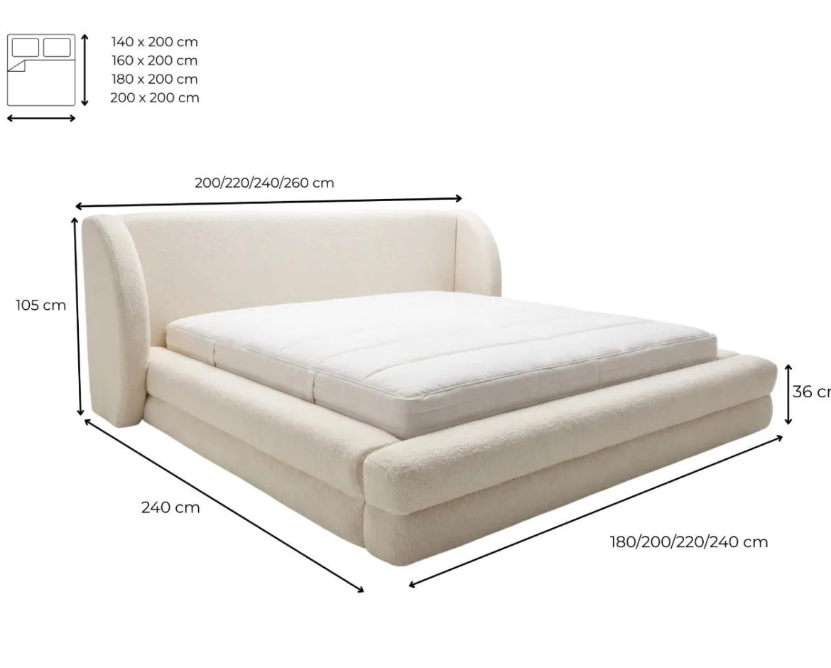 Designer Polsterbett Liv in Strukturstoff mit Stauraum