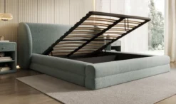 Designer Polsterbett Liv in Strukturstoff mit Stauraum