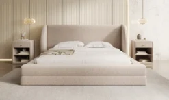 Designer Polsterbett Liv in Strukturstoff mit Stauraum