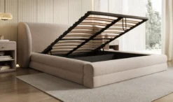 Designer Polsterbett Liv in Strukturstoff mit Stauraum