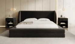 Designer Polsterbett Liv in Strukturstoff mit Stauraum