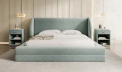 Designer Polsterbett Liv in Strukturstoff mit Stauraum