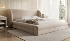 Designer Polsterbett Liv in Strukturstoff mit Stauraum