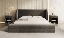 Designer Polsterbett Liv in Strukturstoff mit Stauraum