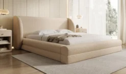 Designer Polsterbett Liv in Teddy Bouclé mit Stauraum