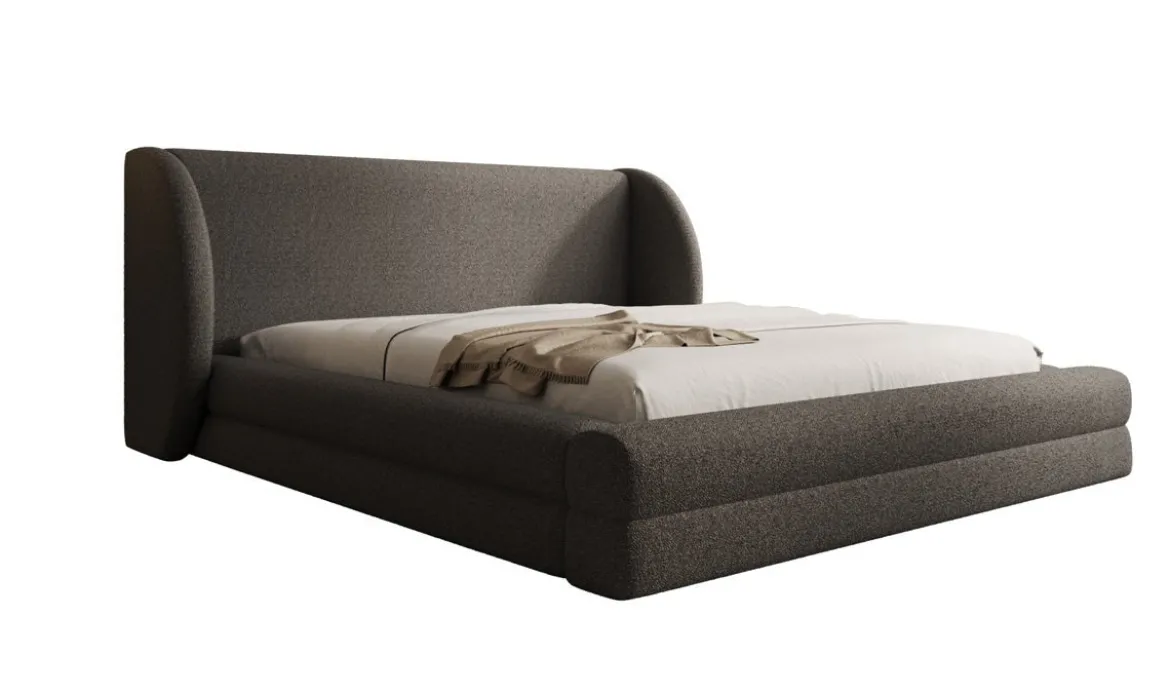 Designer Polsterbett Liv in Teddy Bouclé mit Stauraum