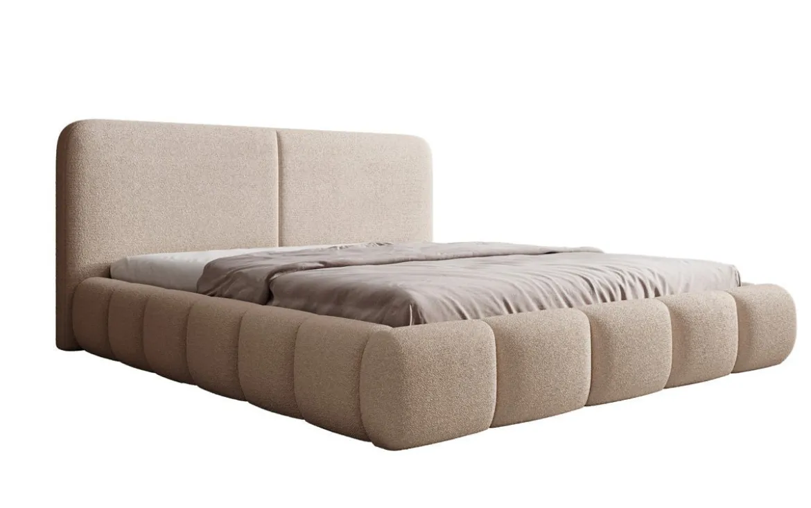Designer Polsterbett Lolita in Bouclé mit Stauraum