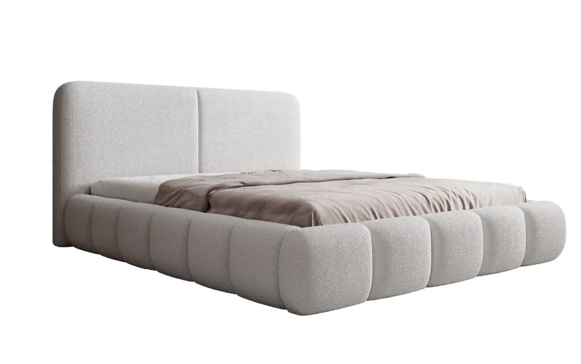 Designer Polsterbett Lolita in Bouclé mit Stauraum