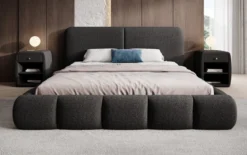 Designer Polsterbett Lolita in Bouclé mit Stauraum