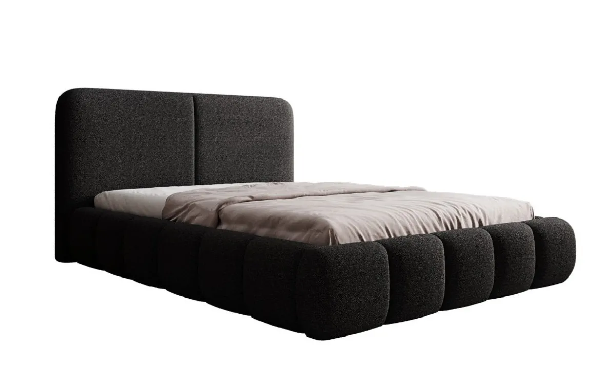 Designer Polsterbett Lolita in Bouclé mit Stauraum