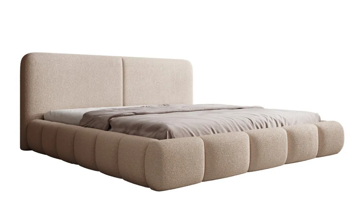 Designer Polsterbett Lolita in Bouclé mit Stauraum