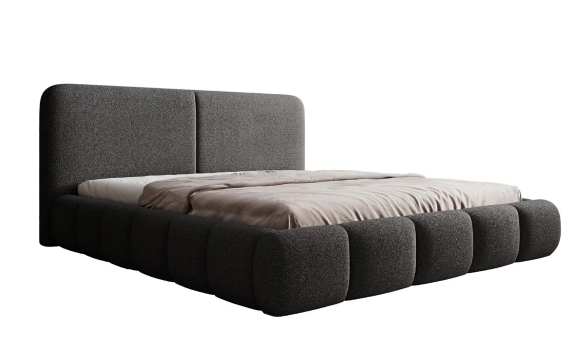 Designer Polsterbett Lolita in Bouclé mit Stauraum