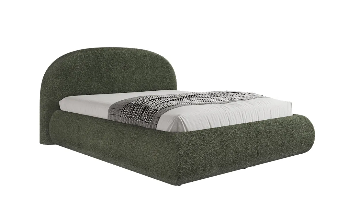 Designer Polsterbett Loop in Teddy Bouclé mit Stauraum