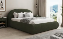 Designer Polsterbett Loop in Teddy Bouclé mit Stauraum