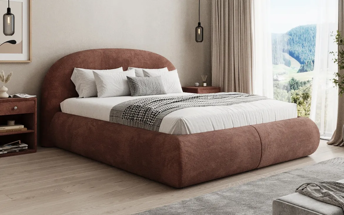 Designer Polsterbett Loop in Cord mit Stauraum