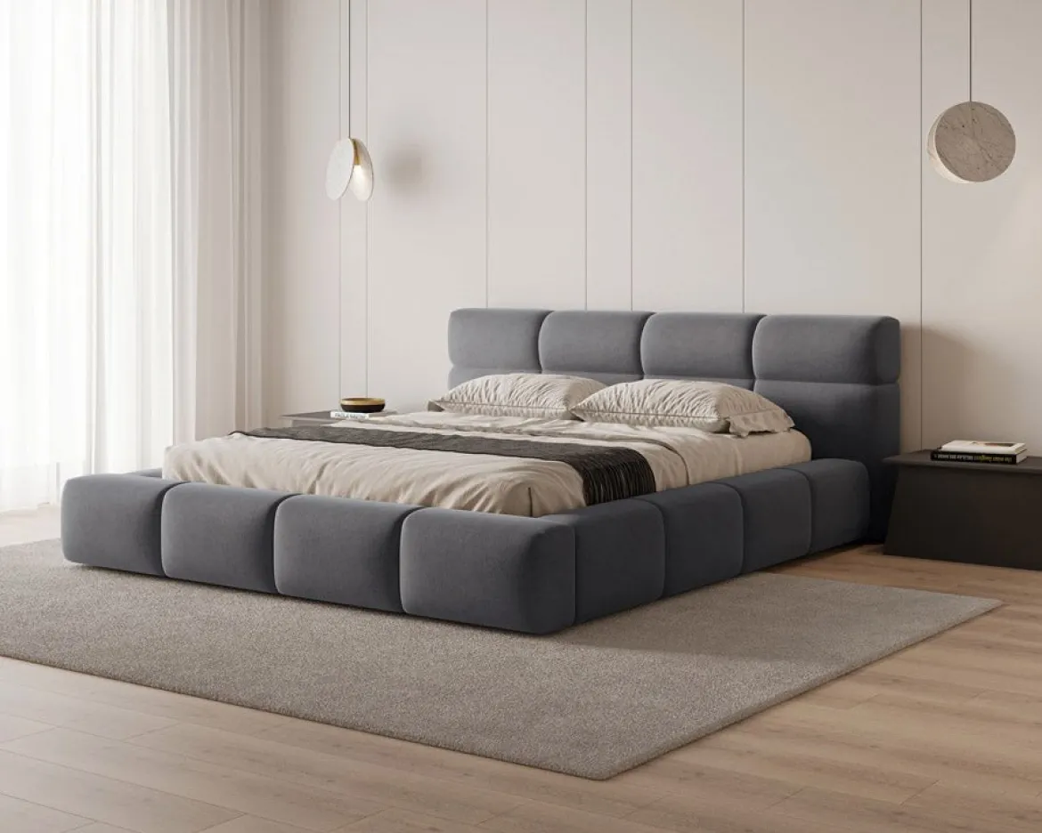 Designer Polsterbett Lora Samt mit Stauraum