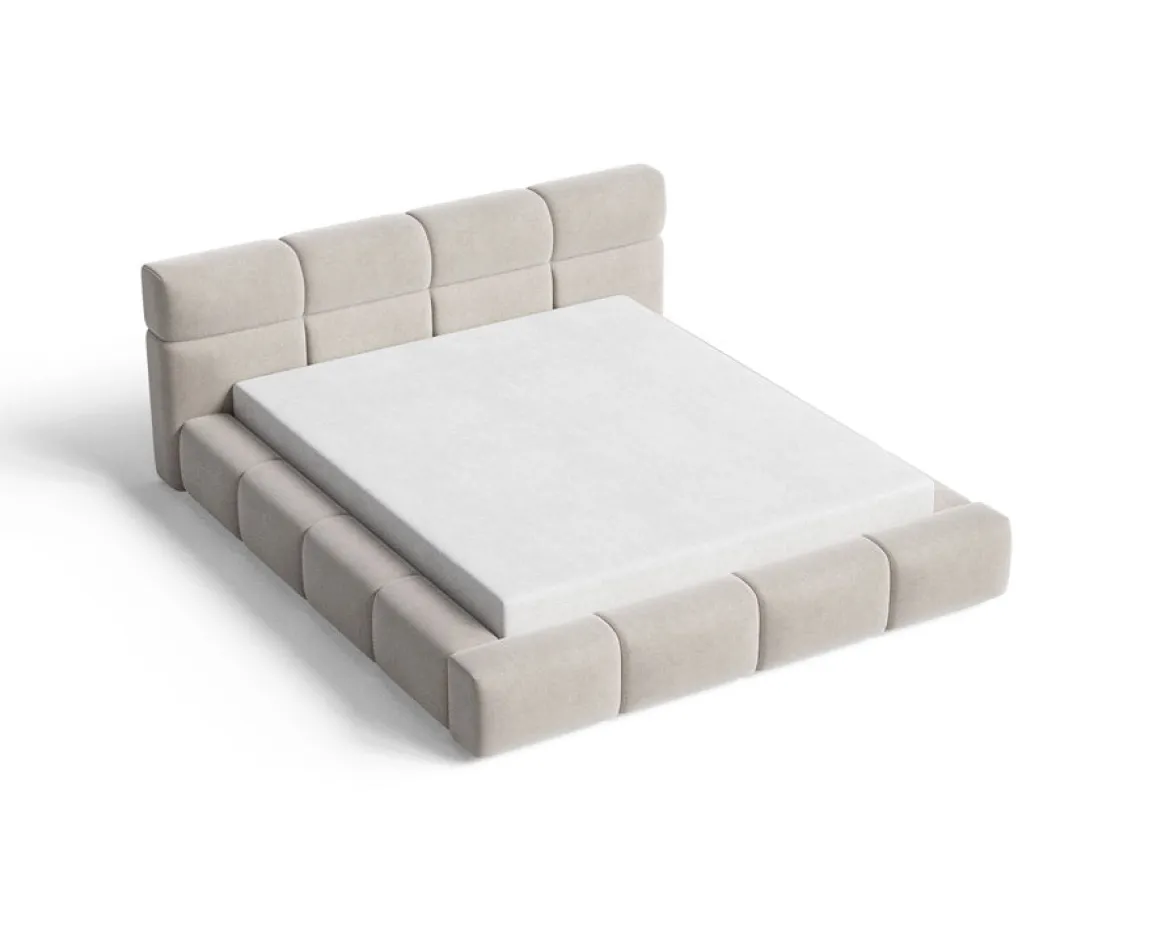 Designer Polsterbett Lora Samt mit Stauraum