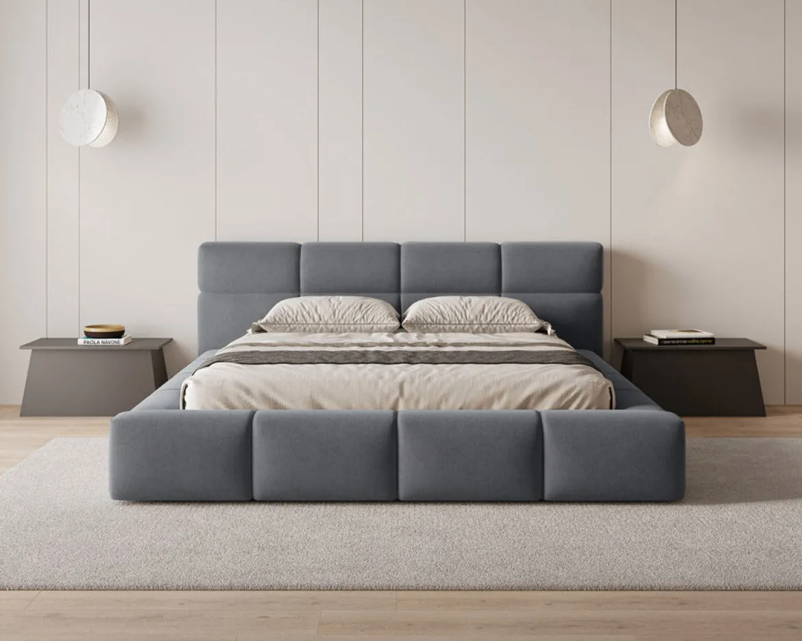 Designer Polsterbett Lora Samt mit Stauraum