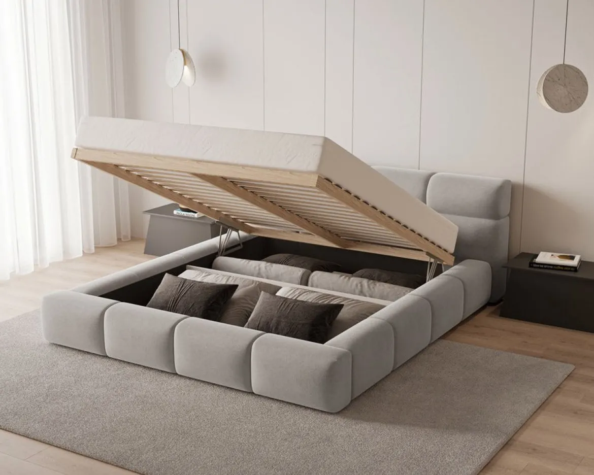 Designer Polsterbett Lora Samt mit Stauraum