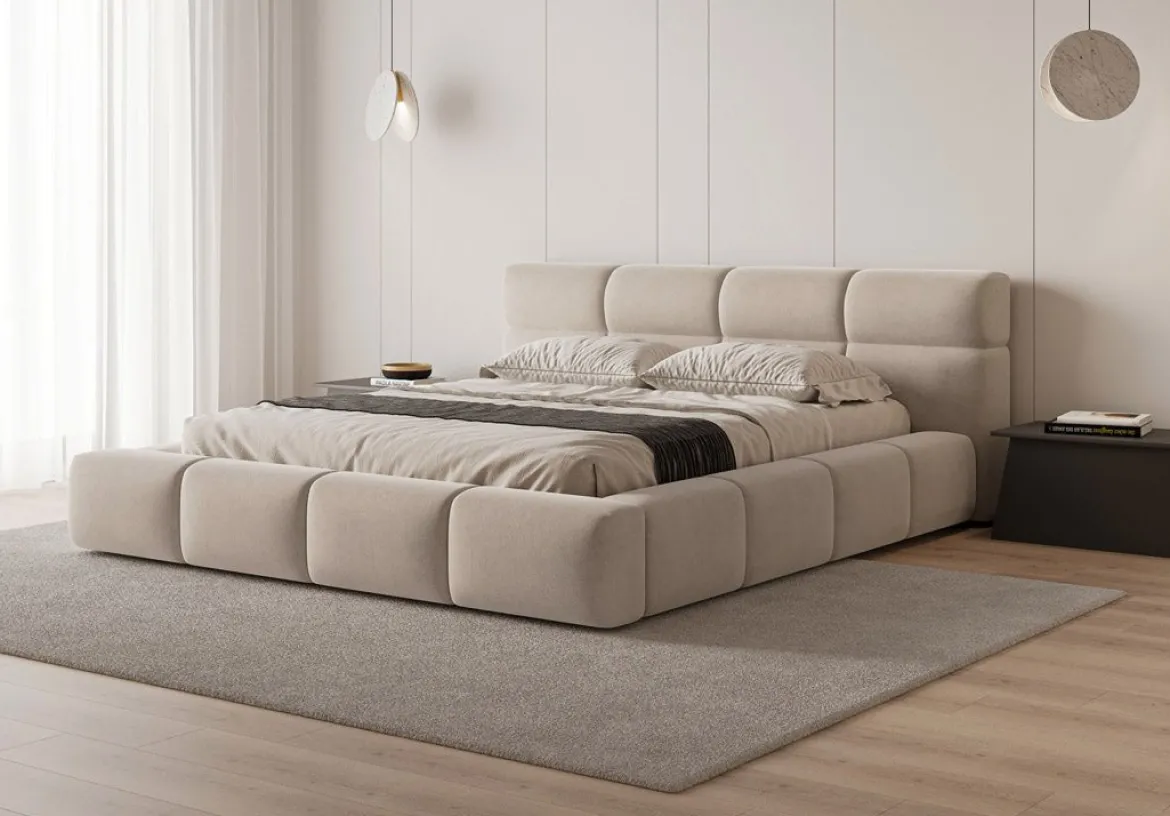 Designer Polsterbett Lora Samt mit Stauraum