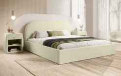 Designer Polsterbett Lorelei in Bouclé mit Stauraum