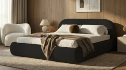 Designer Polsterbett Luma in Bouclé mit Stauraum