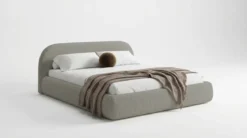 Designer Polsterbett Luma in Bouclé mit Stauraum