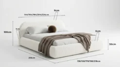 Designer Polsterbett Luma in Bouclé mit Stauraum