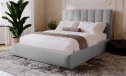 Designer Polsterbett Lunera in Samt mit Stauraum