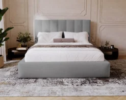 Designer Polsterbett Lunera in Samt mit Stauraum