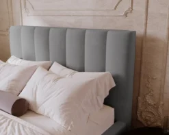 Designer Polsterbett Lunera in Samt mit Stauraum