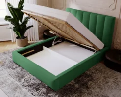 Designer Polsterbett Lunera in Samt mit Stauraum