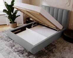 Designer Polsterbett Lunera in Samt mit Stauraum