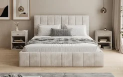 Designer Polsterbett Maja in Cord mit Stauraum