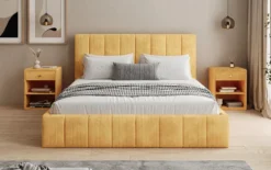 Designer Polsterbett Maja in Cord mit Stauraum