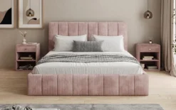 Designer Polsterbett Maja in Cord mit Stauraum
